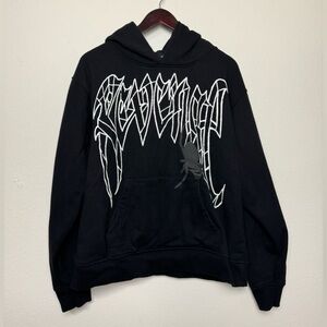 Revenge Men’s Black Hoodie Spider Arch Hoodie Black Glow In The Dark Streetwear